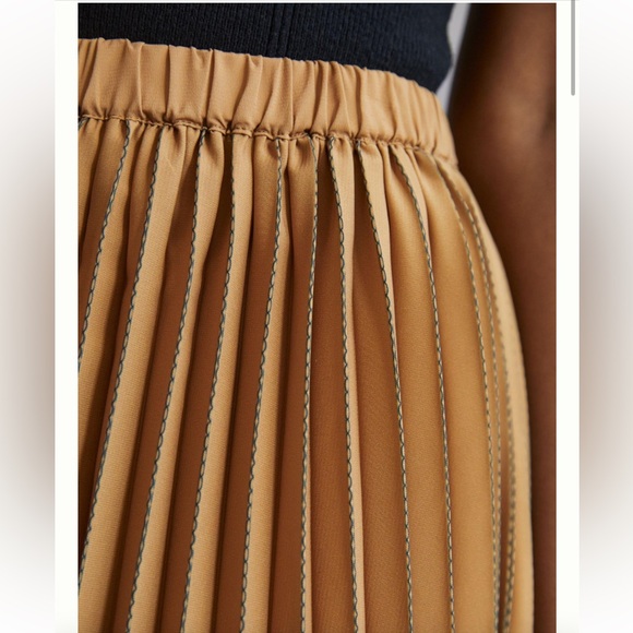 Anthropologie Maeve Pleated Stripe Midi Skirt SZ Small - Picture 3 of 4